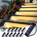 12-Pack Solar Stair Step Lights, Warm White Waterproof