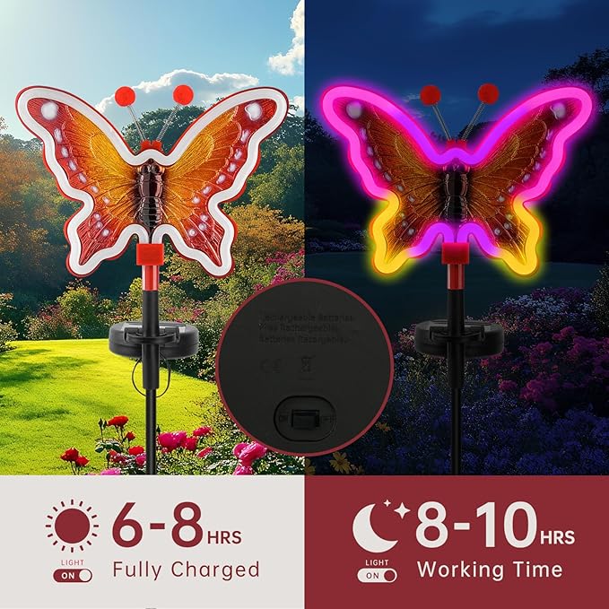 Red Solar Pathway Lights 2-Pack, Garden LED