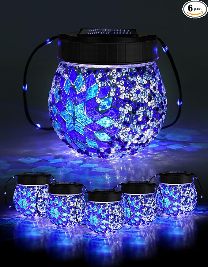 Globe Solar Hanging Lanterns 6-Pack, Rustic Garden Decor