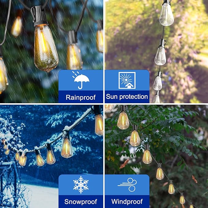 Christmas Yard String Lights, 60ft Waterproof