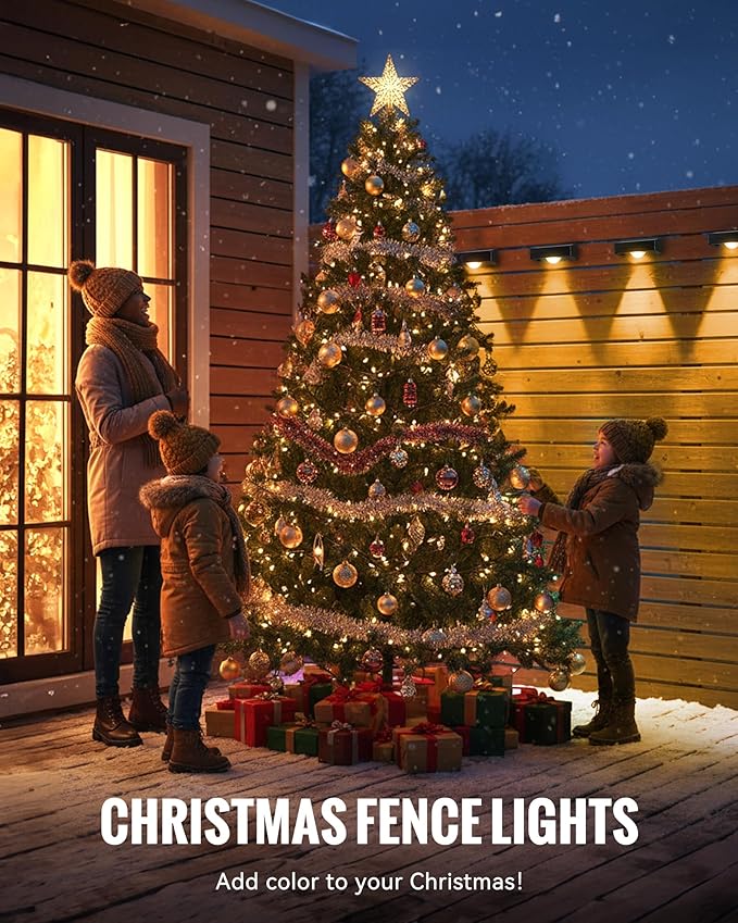 Solar Fence Lights Outdoor, 3000/4500/6000K 3 Mode, Fence Lights Solar Powered for Outside Backyard, Railing, Step, Patio, Fence Post, Home Improvement Garden Decor，8 Pack