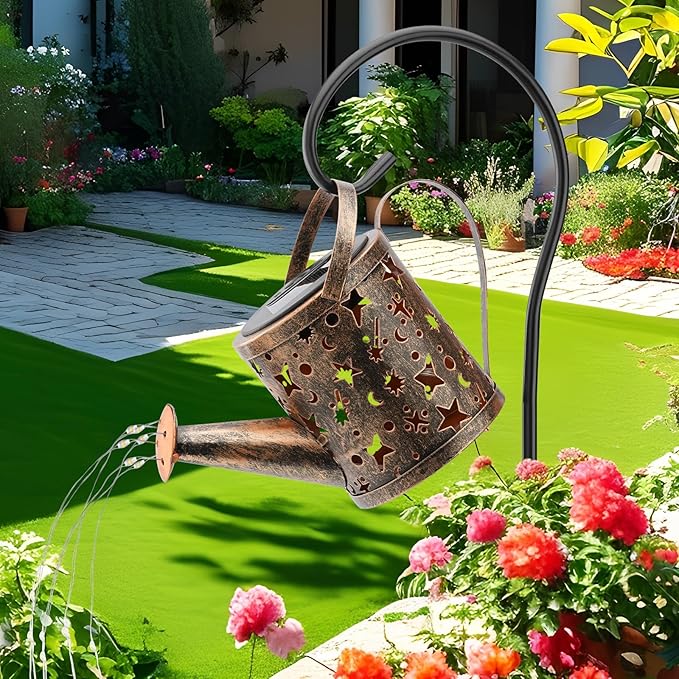 Solar Watering Can Lights Outdoor，Metal Hanging Garden Decor, Waterproof Solar Powered Lights for Patio, Lawn, Yard，Cute Outdoor Decoration for Mom, Grandma, Lady，Perfect Birthday Gift