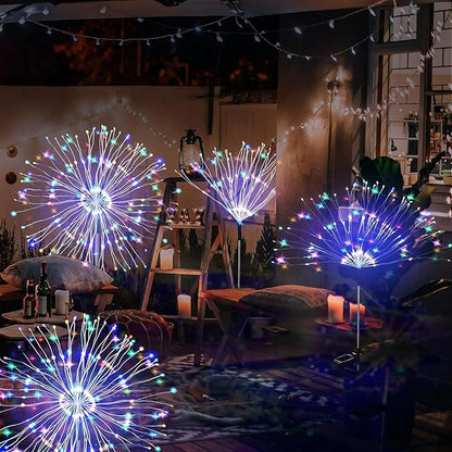 JJGoo Solar Firework Lights, 2 Pack 150 LEDs 2 Lighting Modes Solar Lights Outdoor Waterproof for Garden Patio Walkway Pathway Party Wedding Christmas Decorative - Mixed Color