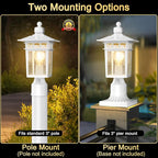 White Solar Post Lighting Fixture, Outdoor Post Lighting