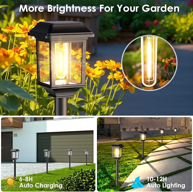 8-Pack Solar Pathway Lights, Waterproof LED Yard Lights