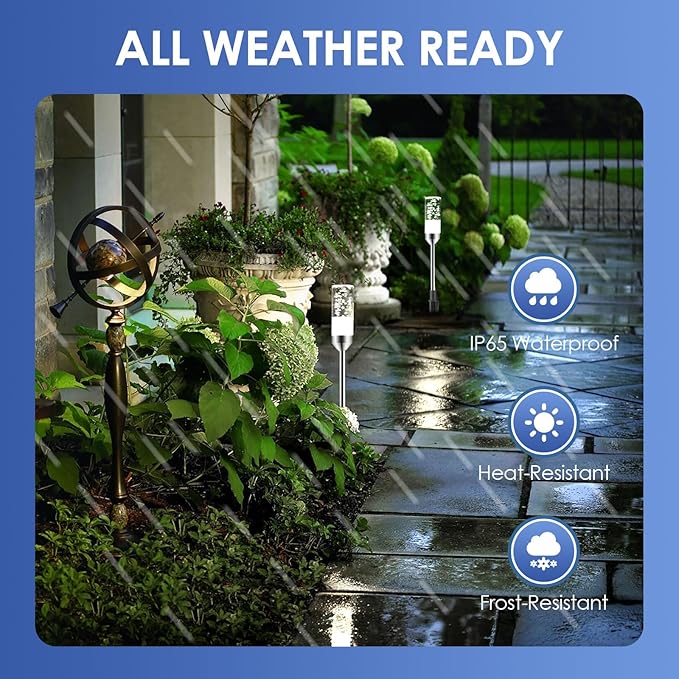 6-Pack Solar Pathway Lights, IP65 Waterproof LED Walkway Lights