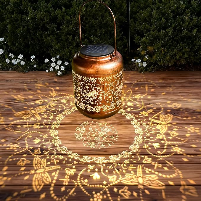 Dragonfly Solar Lanterns Outdoor Waterproof, Birthday Gifts for Women Metal Hanging Solar Lights for Yard Garden Decor Dragonfly Gardening Mothers Day Gifts for Mom Grandma