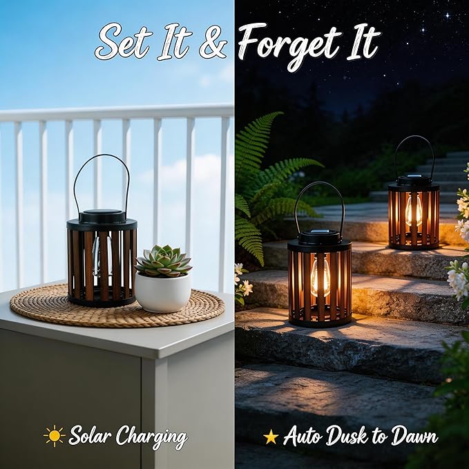 Solar Lanterns Outdoor Waterproof Suitable for Gardens Backyard, Patio Decor, Birthday Gifts for Women Mom Grandma, Hanging Garden Lights for Outside