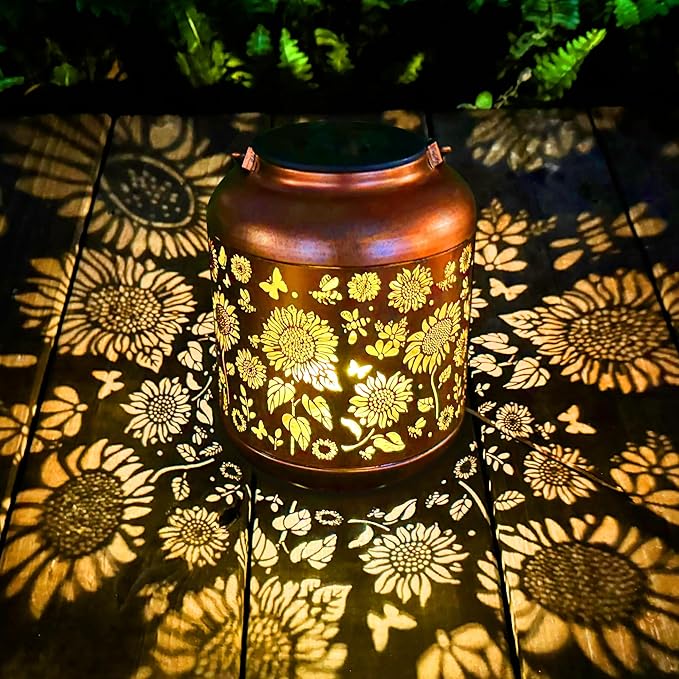Sunflower Solar Lantern Set, Metal Porch Lighting
