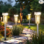12-Pack Solar Pathway Lights, Waterproof LED Garden Lights