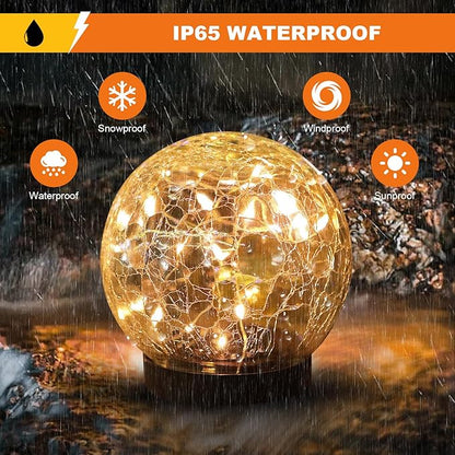 Solar Globe Lights Outdoor Waterproof-Solar Balls-Solar Garden Lights-Orbs for Outside 8 Pack Cracked Glass Ball for Lawn Patio Yard Backyard Decorations
