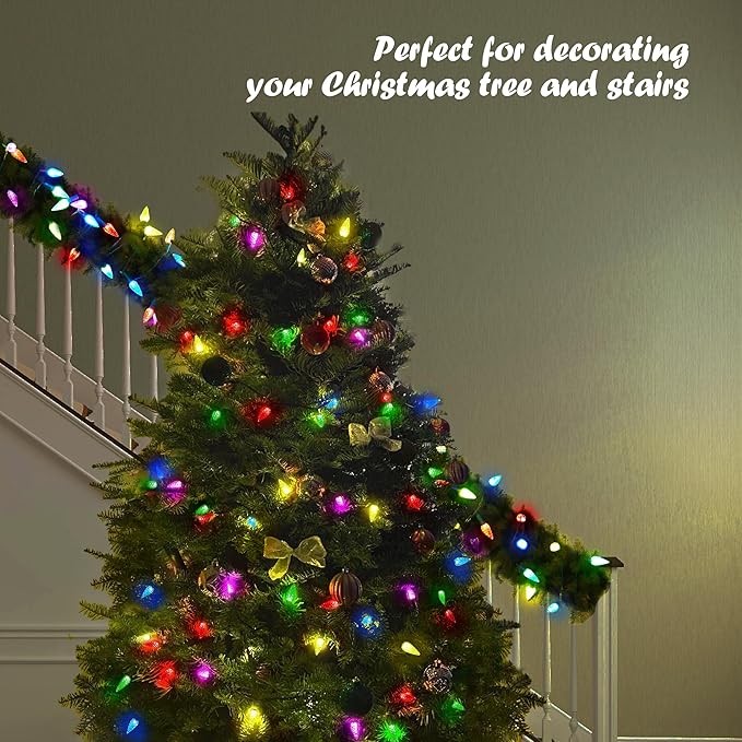 Christmas Porch String Lights, 20ft 60 LED Waterproof