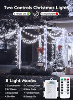 2-Pack 60 LED Christmas Twinkle Lights, Waterproof for Porch