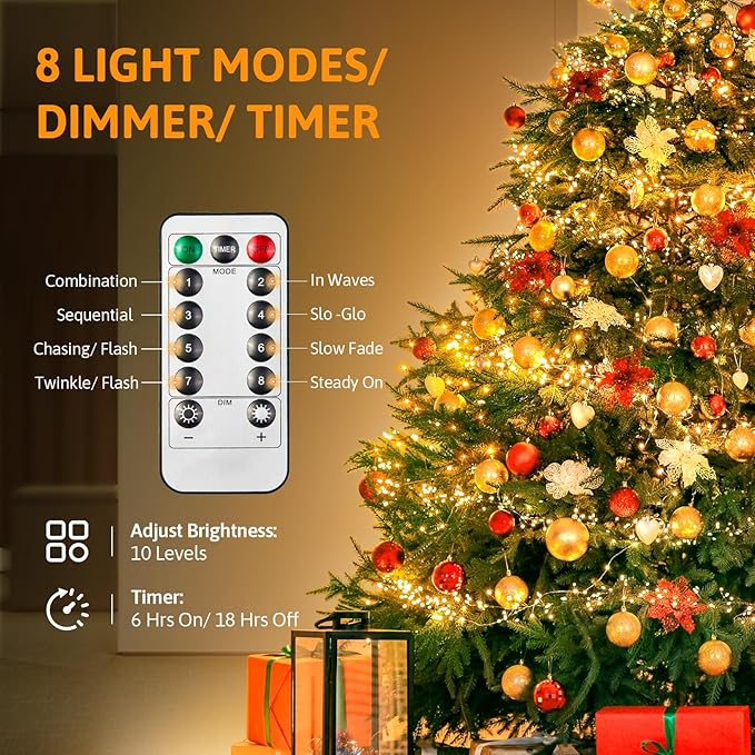 Christmas Fairy Lights, 33ft 100 LED Battery Twinkle Lights