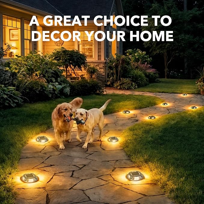 AGPTEK Solar Driveway Lights Outdoor 16 Pack, 2 Color Modes LED Deck Dock Marine Waterproof Driveway Marker Lights for Step Sidewalk Stair Garden Pathway Walkway Yard (Warm White/Cool White)