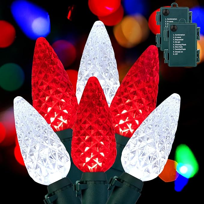 Christmas Backyard String Lights 2-Pack, 20ft 6 LED Waterproof