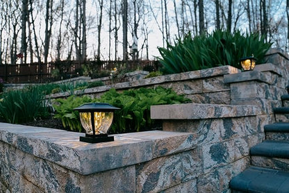 Maxsa 41681 Solar Wave Style Post Cap and Deck Railing LED Lights with Glass Housing for 4x4 Posts, Deck, Garden, Outdoor, Fits 4x4, 5x5 & 6x6 Posts, Dark Bronze, 2-Pack