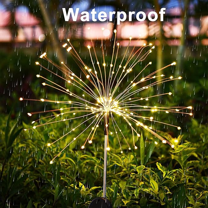 2-Pack Warm White Solar Path Lights, Outdoor Garden LED