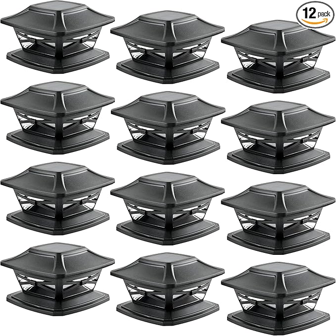 12-Pack Solar Post Cap Lights for Deck, LED