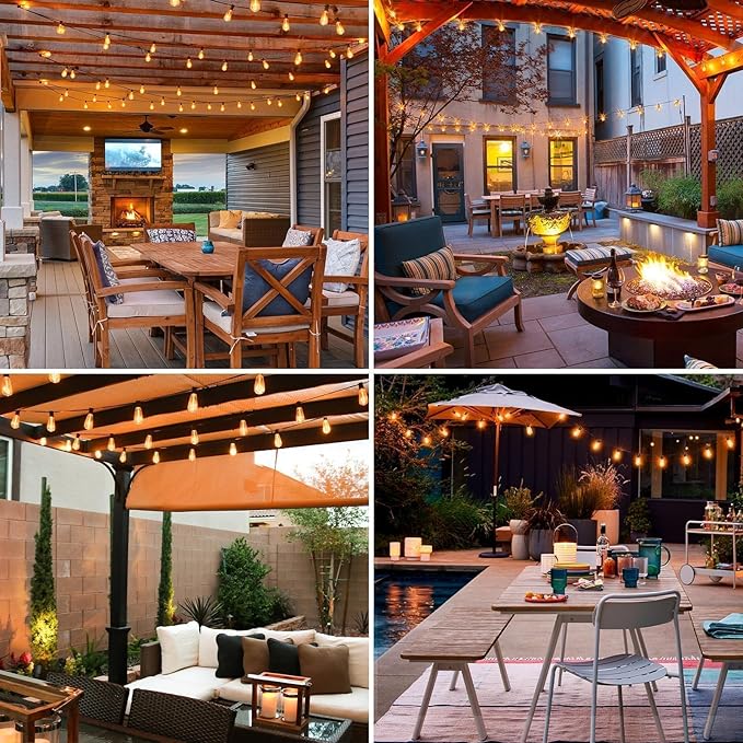 Café-Style Outdoor String Lights, 116ft Globe Bulbs