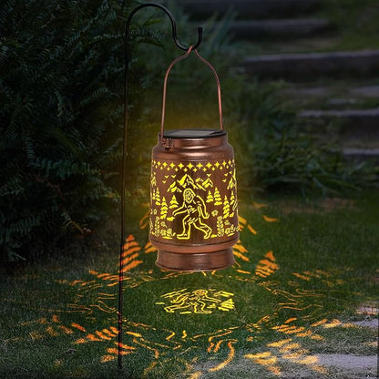 KIKUSUI Solar Bigfoot Lanterns Outdoor Waterproof Hanging, Sasquatch Gifts for Mom Women Dad Men, Metal Decorative LED Lanterns for Yard, Patio, Lawn, Tabletop, Pathway, Landscape, Garden Decor