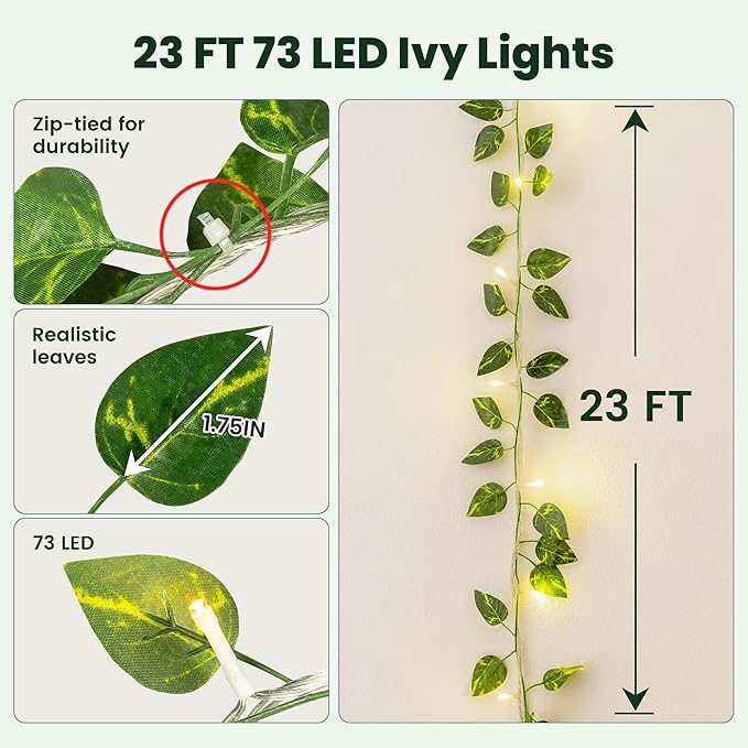 Outdoor String Lights, 23ft Warm White Waterproof LED