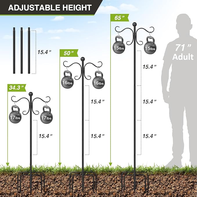 Heavy-Duty Shepherd's Hooks 2-Pack, 76" Garden