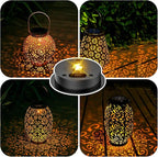 Hanging Solar Lantern Set 4-Pack, Metal Backyard Lighting