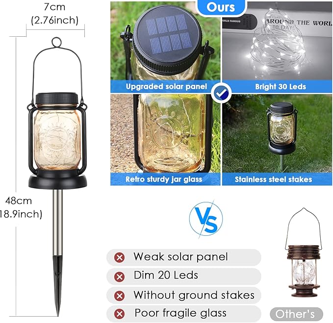 Solar Courtyard Lanterns 4-Pack, Outdoor Hanging LED Decor