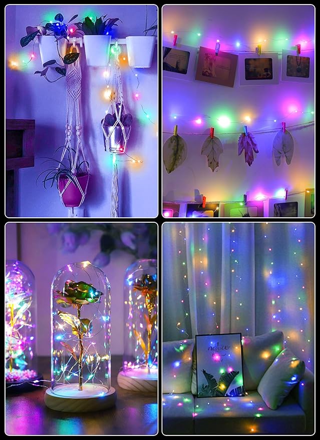 100 LED Christmas Twinkle Lights, 33ft Waterproof for Porch