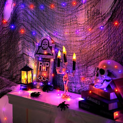 2-Pack Halloween String Lights, 66ft 200 LED Waterproof Twinkle Lights