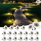 20-Pack Warm White In-Ground Solar Lights, Flat LED Landscape