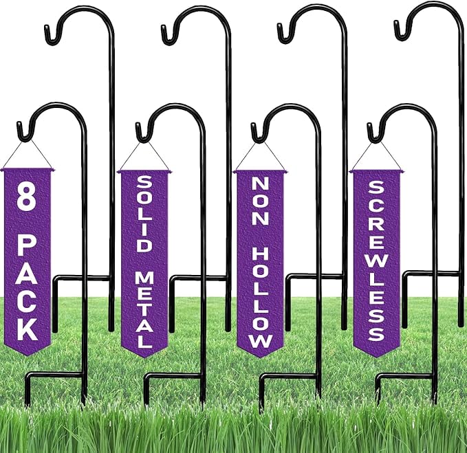 8-Pack 35" Garden Shepherd Hooks, Iron Plant Hangers