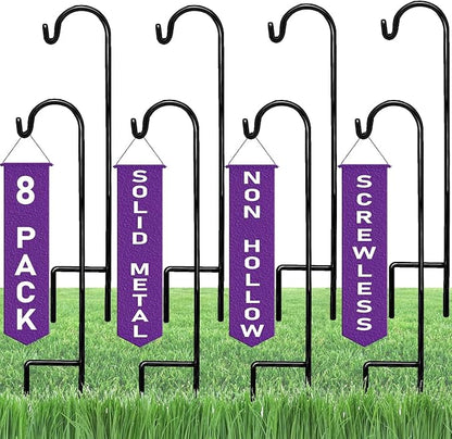 8-Pack 35" Garden Shepherd Hooks, Iron Plant Hangers