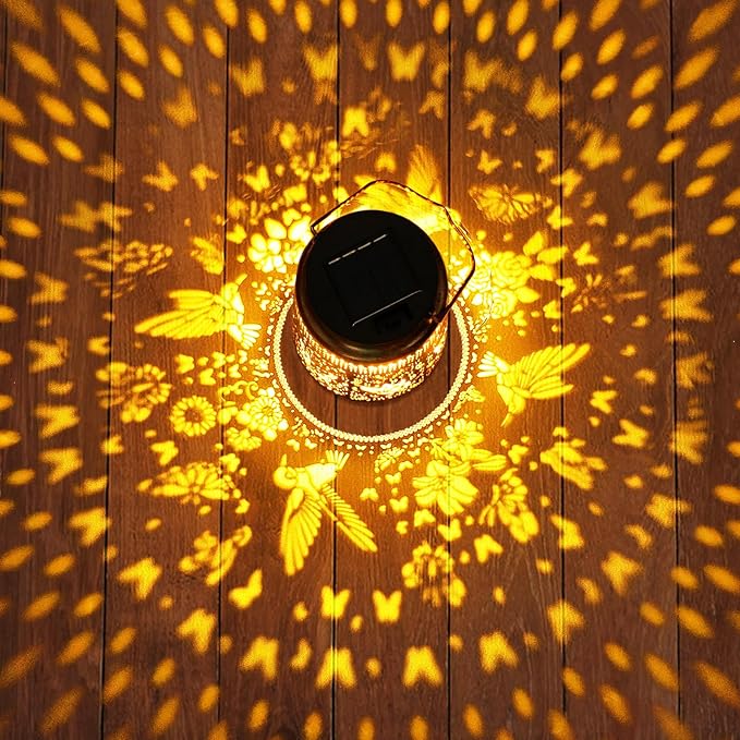 Solar Lanterns Outdoor with Shepherd Hook - Waterproof Hummingbird Garden Decor, LED Hanging Lights Metal Decor for Yard, Patio, Porch, Lawn, Tabletop - Perfect Christmas Gift for Women, Mom, Grandma