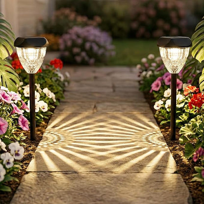 Ensenior Solar Pathway Lights Outdoor - 14.17" Height, 3000K LED Landscape Garden Lights, IP65 Waterproof, Tool-Free Auto ON/Off for Garden Yard Patio Walkway Landscape, 12-Pack