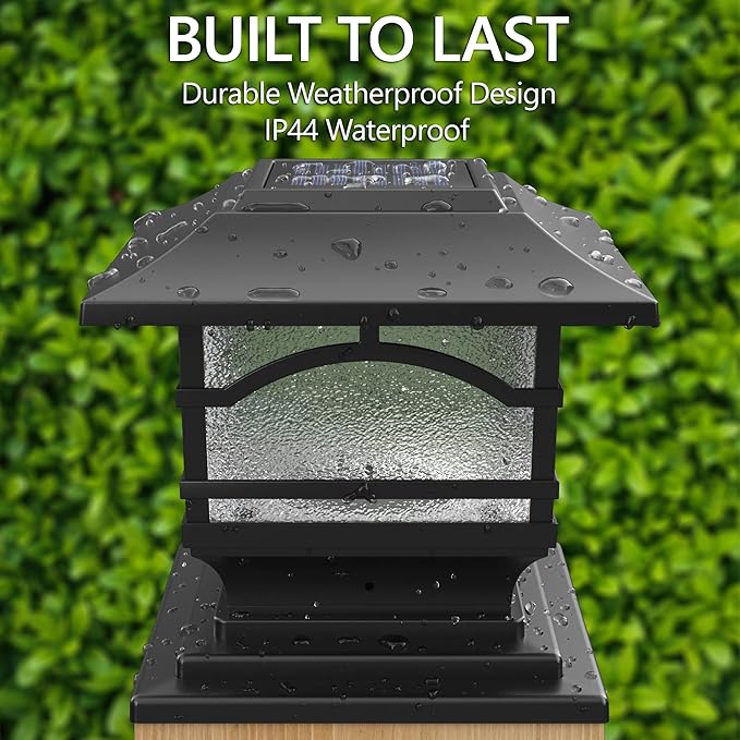 Davinci Lighting Premium Solar Outdoor Post Cap Lights - 4x4 5x5 6x6 - Bright LED Light for Fence Deck Garden or Patio Posts - Slate Black (2 Pack)