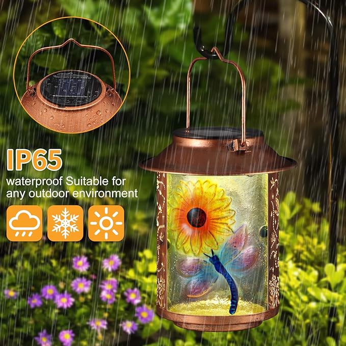 Charming Dragonfly Solar Lanterns for Patio, Waterproof LED