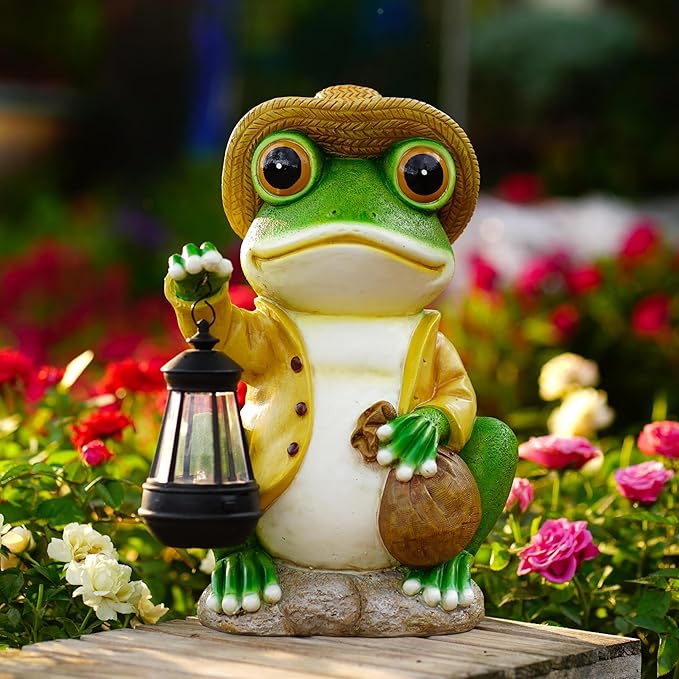 13.3" Frog Solar Lawn Figurine Light, Waterproof