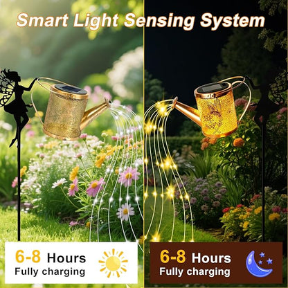 Solar Garden Fairy Watering Can Lights Outdoor IP65 Waterproof Watering Can Hanging Lanterns Garden Decor, Solar Powered LED Patio Yard Pathway Lights Fairy Gardening Gifts for Mom Women Birthday