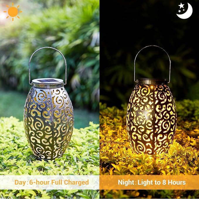 Courtyard Solar Hanging Lanterns 2-Pack, Charming Patio Decor