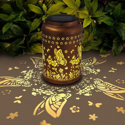 Butterfly Solar Lanterns Outdoor Waterproof, Butterfly Birthday Gifts for Women Mom Grandma, Metal Hanging Solar Lights Outside Decorations for Garden Patio Porch Backyard Garden Decor