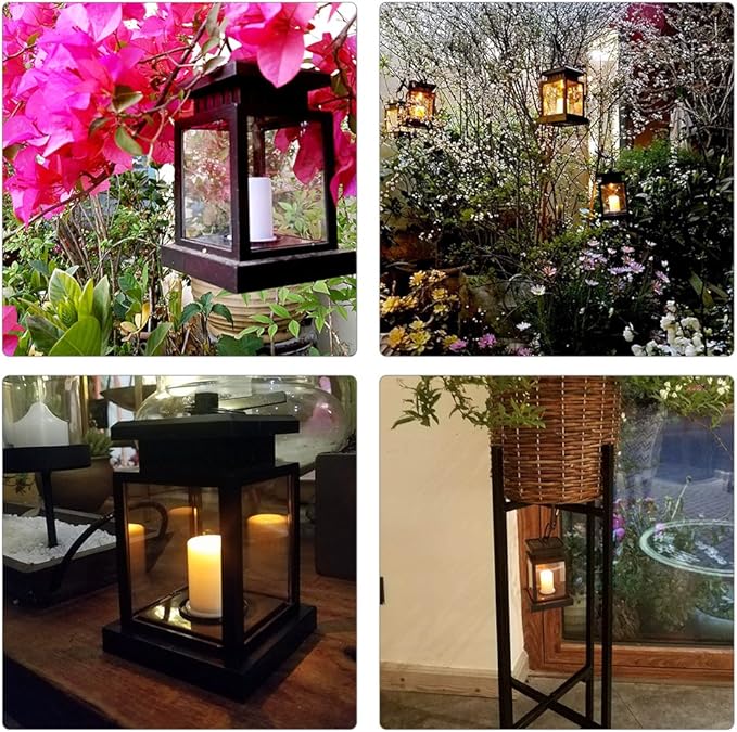 TOPCHANCES Solar Mason Jar Lights, Outdoor Lantern Hanging Lights Lamp Solar String Lights,IP44 Waterproof, Built-in 600 mAh Rechargeable Battery for Garden Patio Courtyard (Candles)