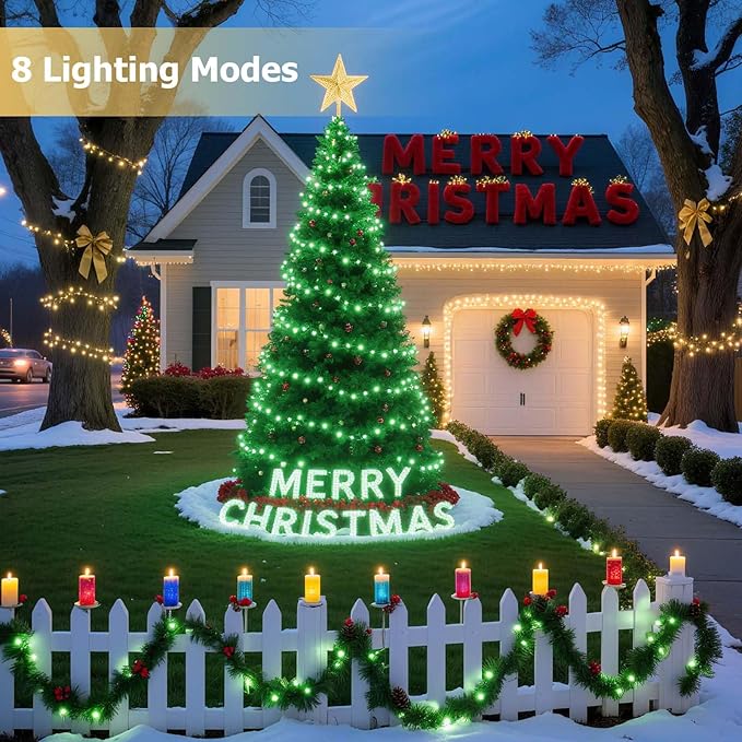 Tcamp 33ft 100LED Green Christmas Lights Battery Operated with Remote Memory Timer, 8 Modes Battery String Lights for Christmas Tree Wreath Bedroom Outdoor Indoor Decor
