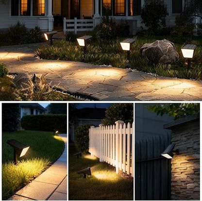 Philips 4 Packs Solar Spot Lights Outdoor Waterproof, 28 LED 3000K Solar Powered Landscape Pathway Lights, Dusk to Dawn Solar Spotlights for Garden, Yard, Lawn, Walkway, Driveway