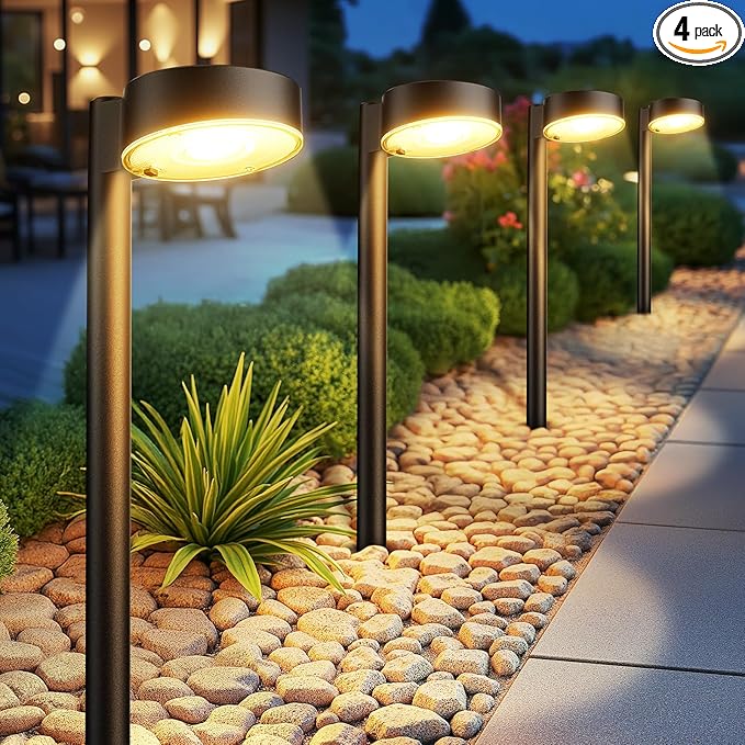 4-Pack Solar Path Lights, Outdoor Yard LED