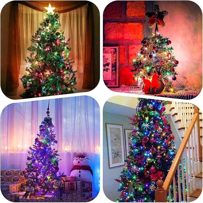 2-Pack Christmas LED String Lights, Waterproof Timer Lights