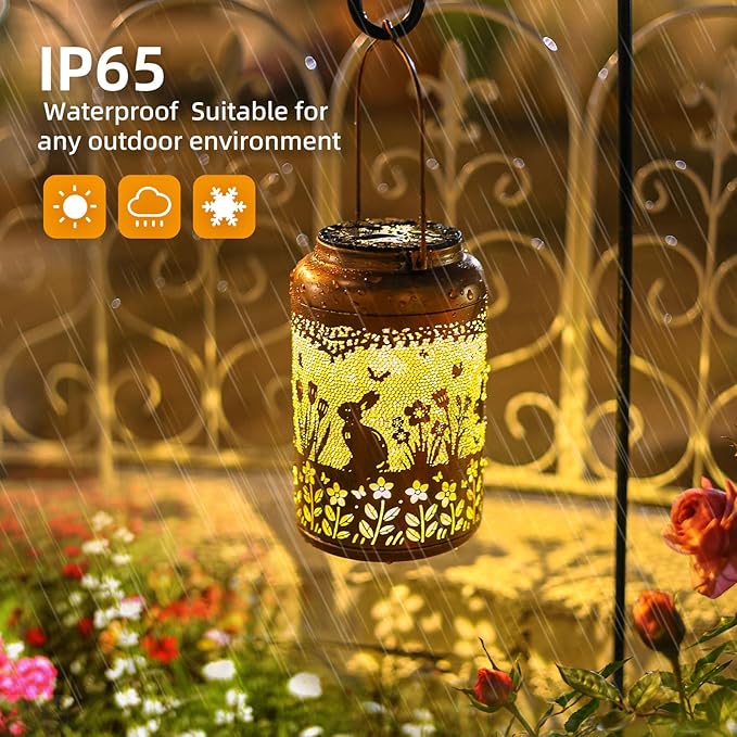 Classic Rabbit Solar Lanterns for Patio, Waterproof LED