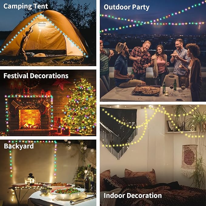 Yard String Lights, 8ft Weatherproof LED