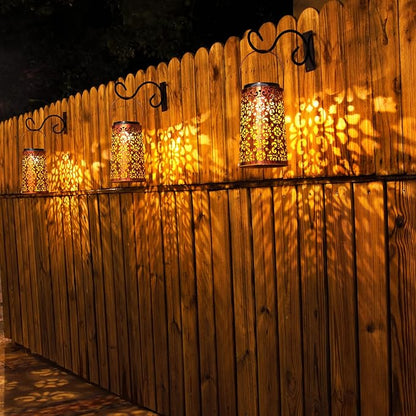 Solar Lanterns Outdoor Hanging, 2 Pack - Metal Waterproof Solar Lights Outdoor Decorations for Patio Table Lamps, Durable, Beautiful Lighting for Garden Lawn, Pathway, Tree, Wall, and Tabletop